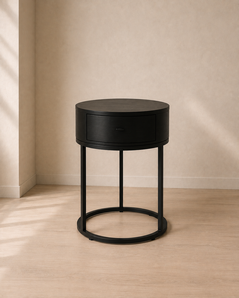 Hampton Round Wooden Bedside Table