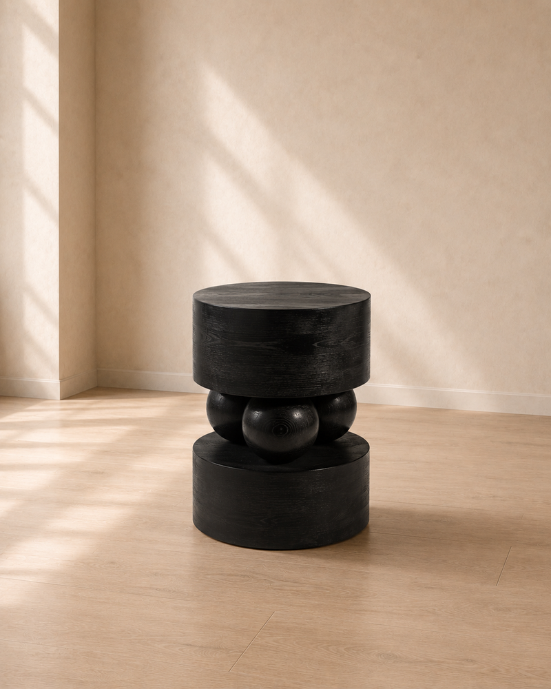Kensington Round Black Wooden Side Table