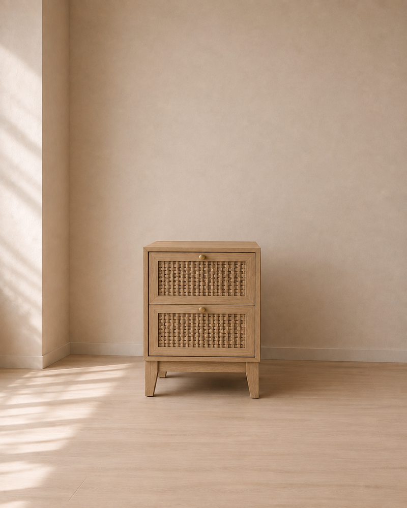 Nysa 2 Drawer Wooden Bedside Table