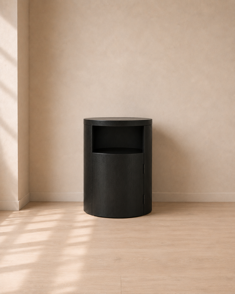 Zino Round Wooden Bedside Table