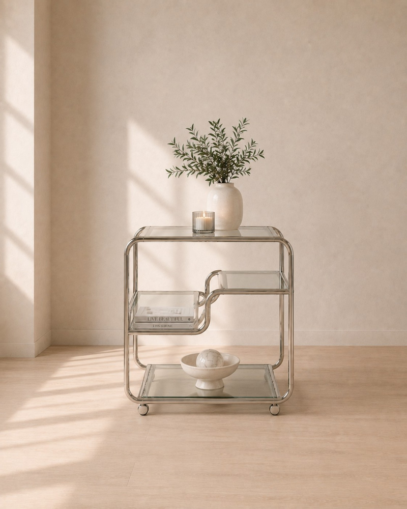 Lennox Chrome & Glass Side Table