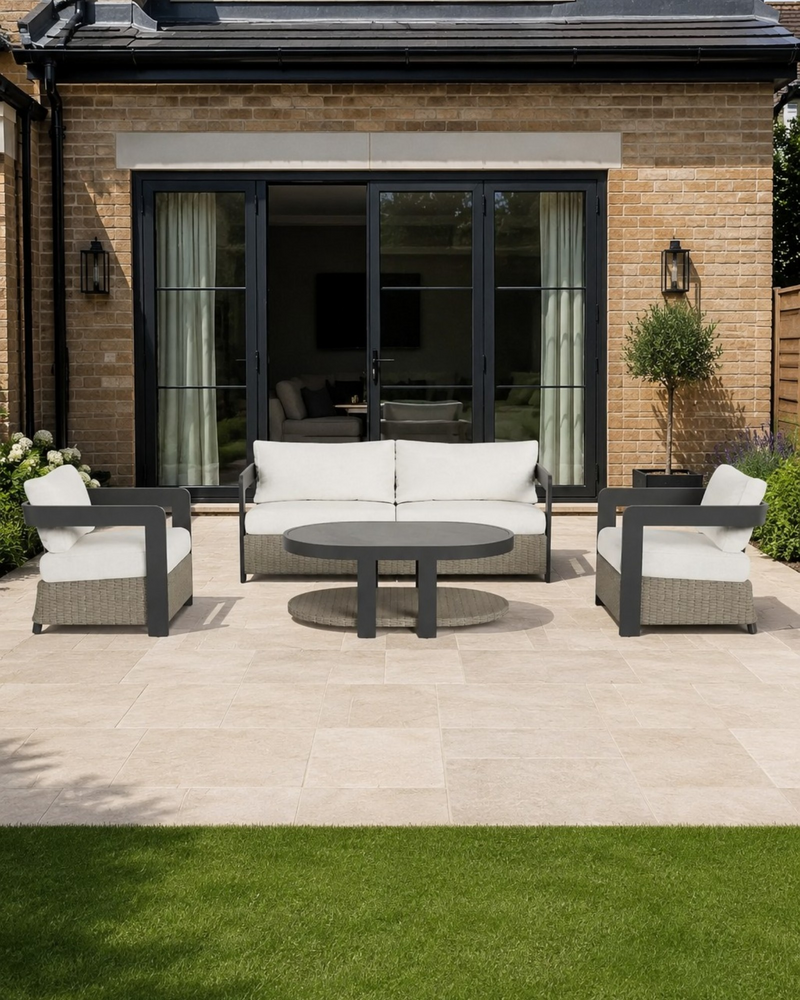 Wicker Patio 5 Seater Lounge Set with Table