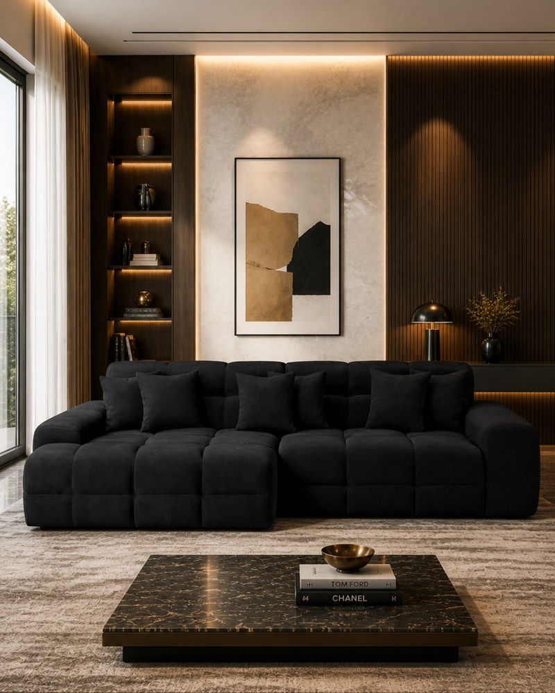 Elijah Black Corner Sofa