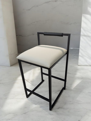 Kensington Cream Leather with Black Legs Barstool