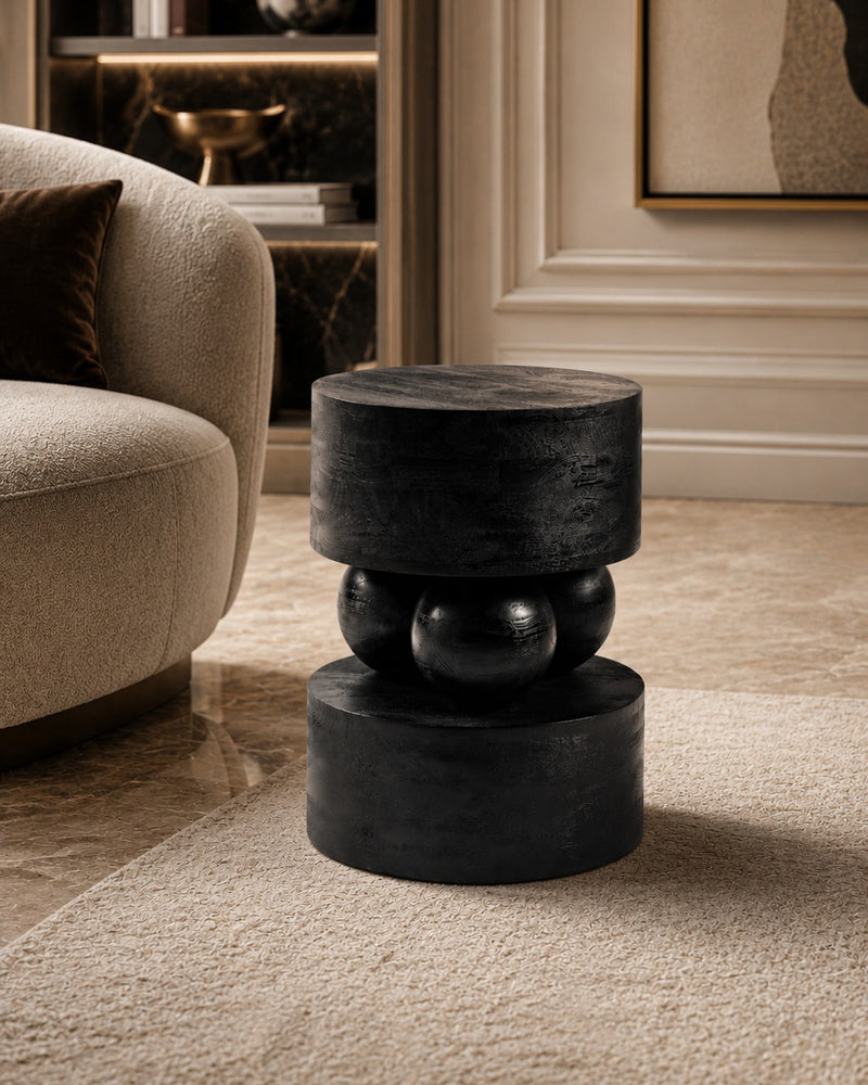 Kensington Round Black Wooden Side Table